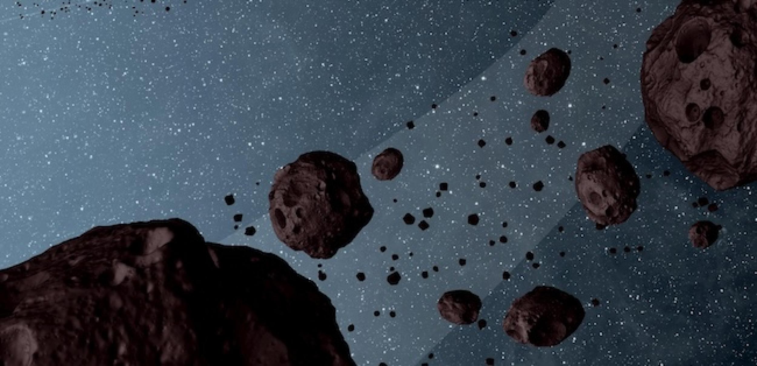 Artist's impression of the Trojan asteroids.