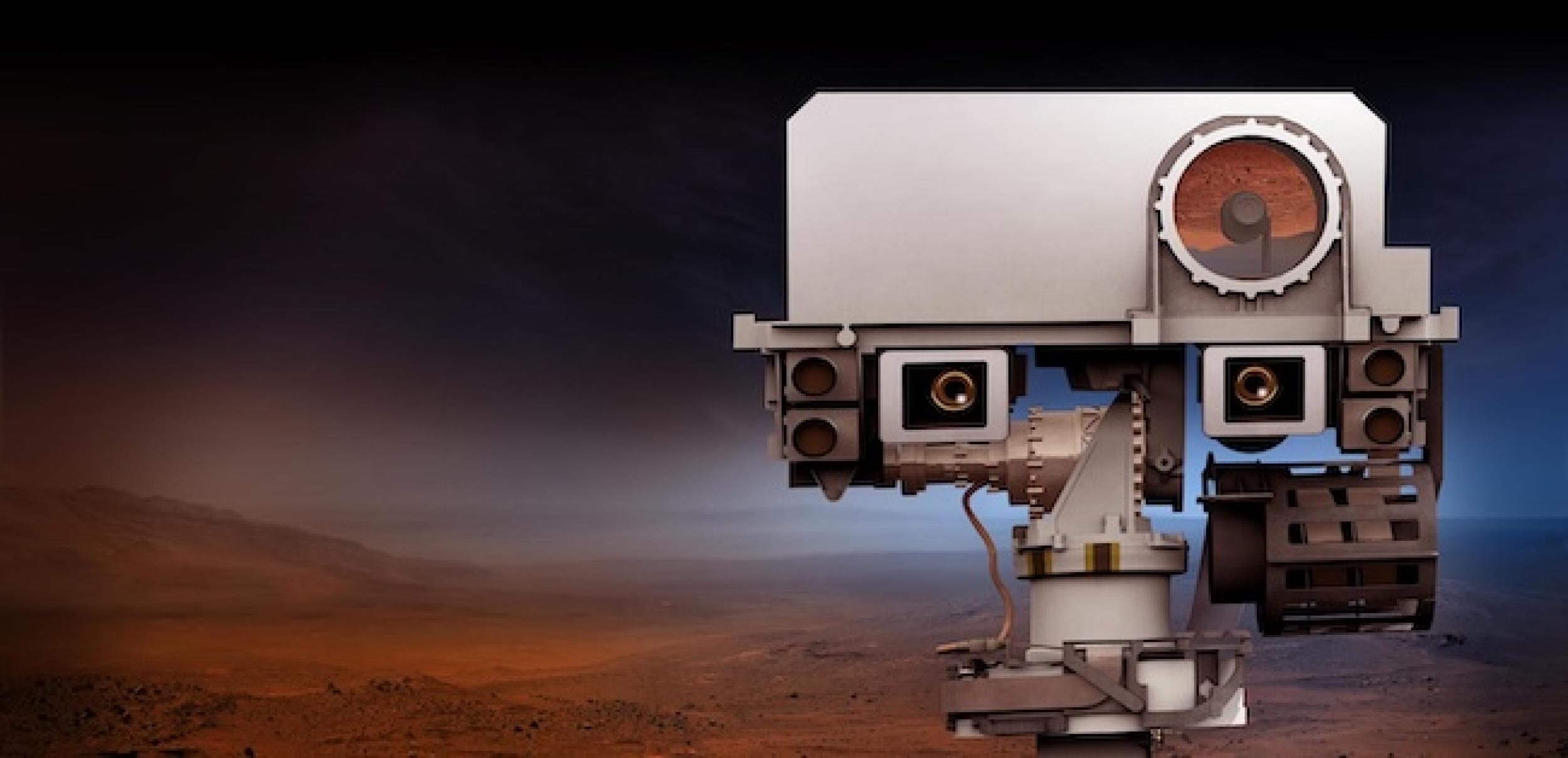 Close-up artist's impression of a Mars rover.